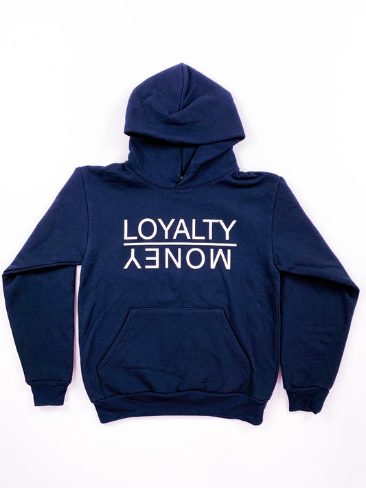 NAVY BLUE LOYALTY OVER MONEY HOODIES